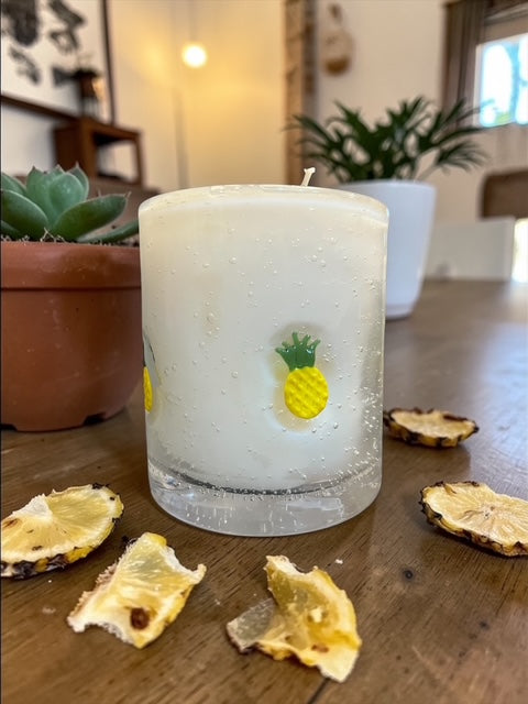 Fresh Pineapple with a Pineapple impressed in Bubble Glass