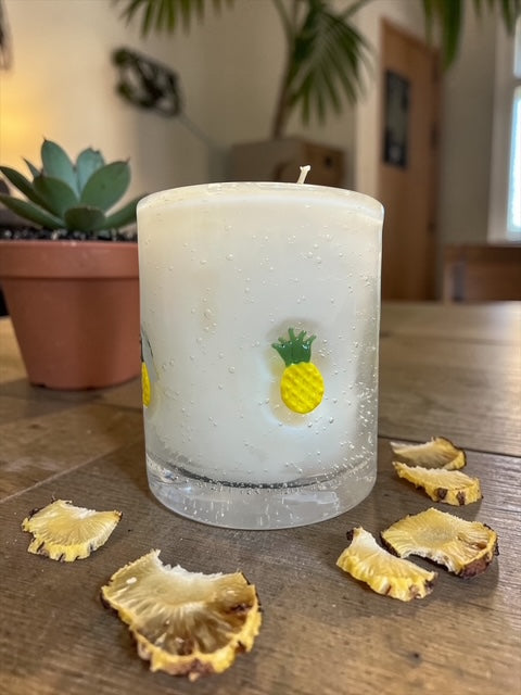 Fresh Pineapple with a Pineapple impressed in Bubble Glass
