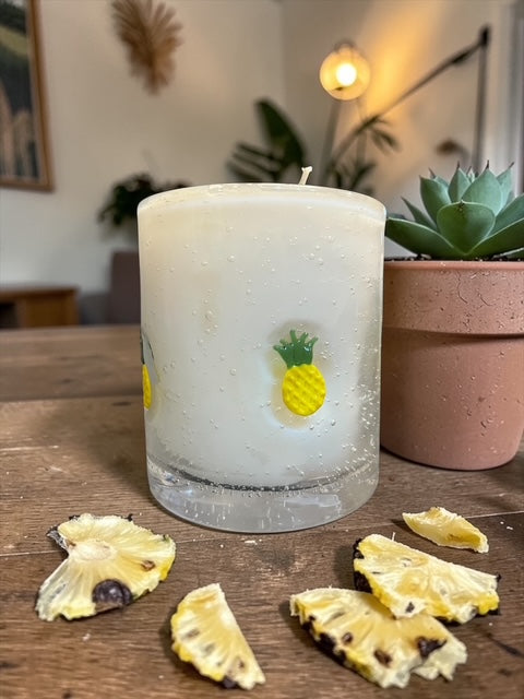 Fresh Pineapple with a Pineapple impressed in Bubble Glass