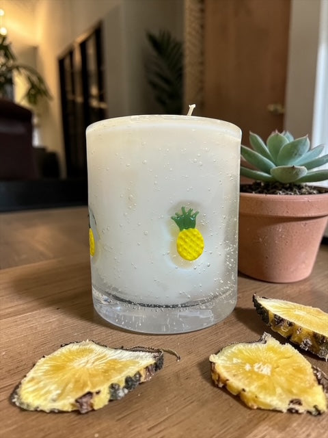 Fresh Pineapple with a Pineapple impressed in Bubble Glass