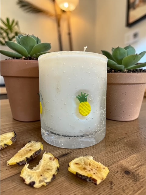Fresh Pineapple with a Pineapple impressed in Bubble Glass