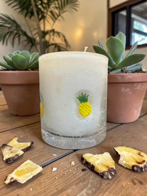 Fresh Pineapple with a Pineapple impressed in Bubble Glass