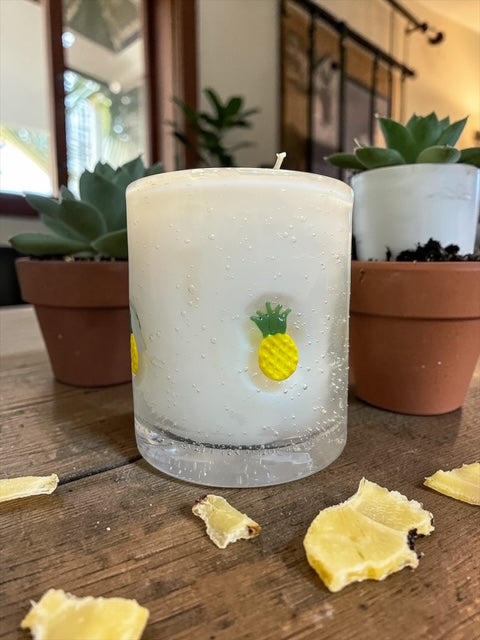 Fresh Pineapple with a Pineapple impressed in Bubble Glass