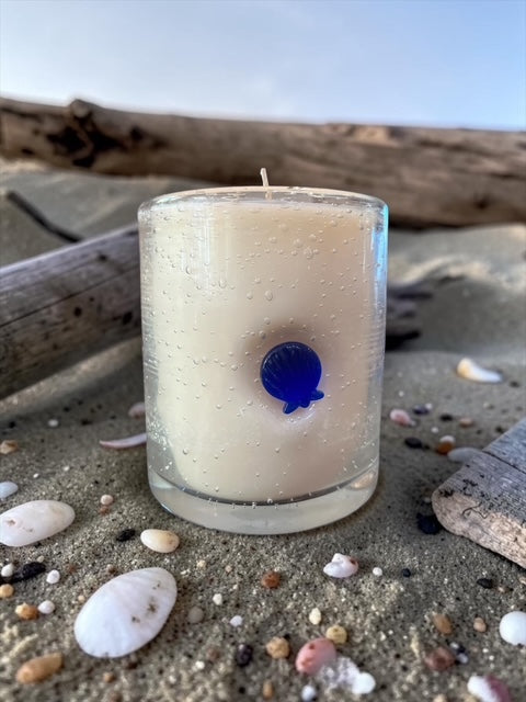 Ocean Breeze with a shell impressed in Bubble Glass