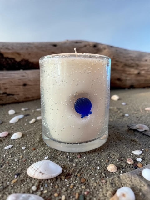 Ocean Breeze with a shell impressed in Bubble Glass