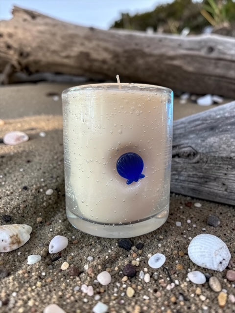 Ocean Breeze with a shell impressed in Bubble Glass
