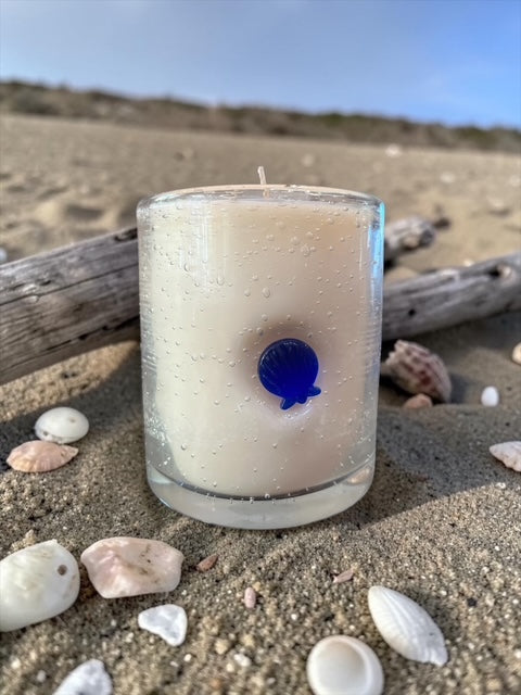 Ocean Breeze with a shell impressed in Bubble Glass